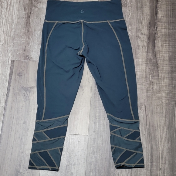 Athleta Capri Teal Mesh Bottom Leggings - Picture 2 of 13